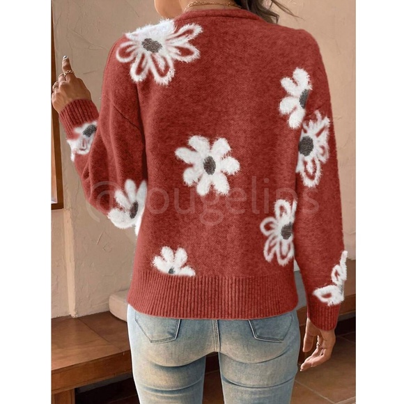 Redwood Cardigan Knit Flower Textured Button Front Stretchy, Soft - Picture 4 of 9